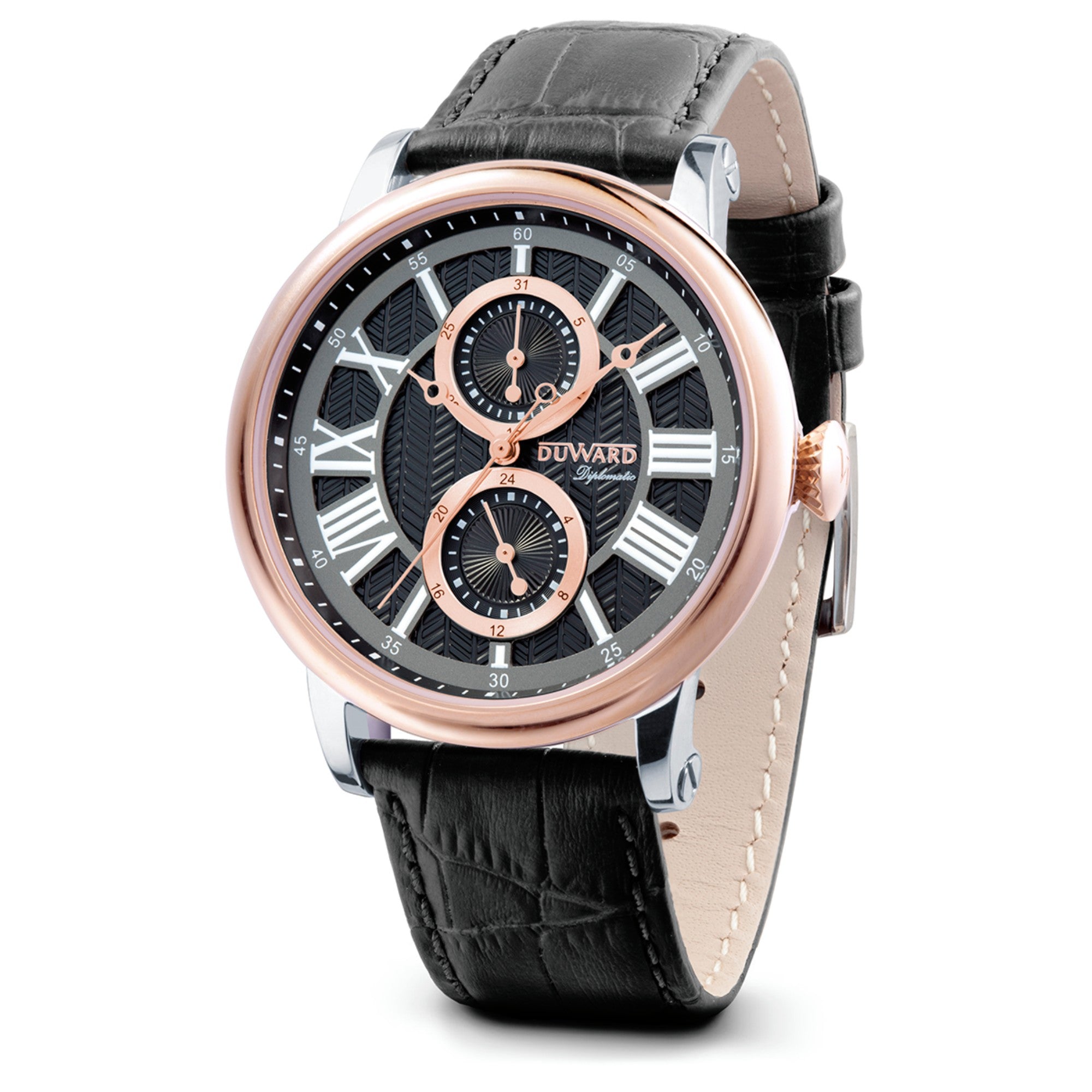 Reloj de Hombre Elegante Multifunción caja acero esfera negra 5 Atm