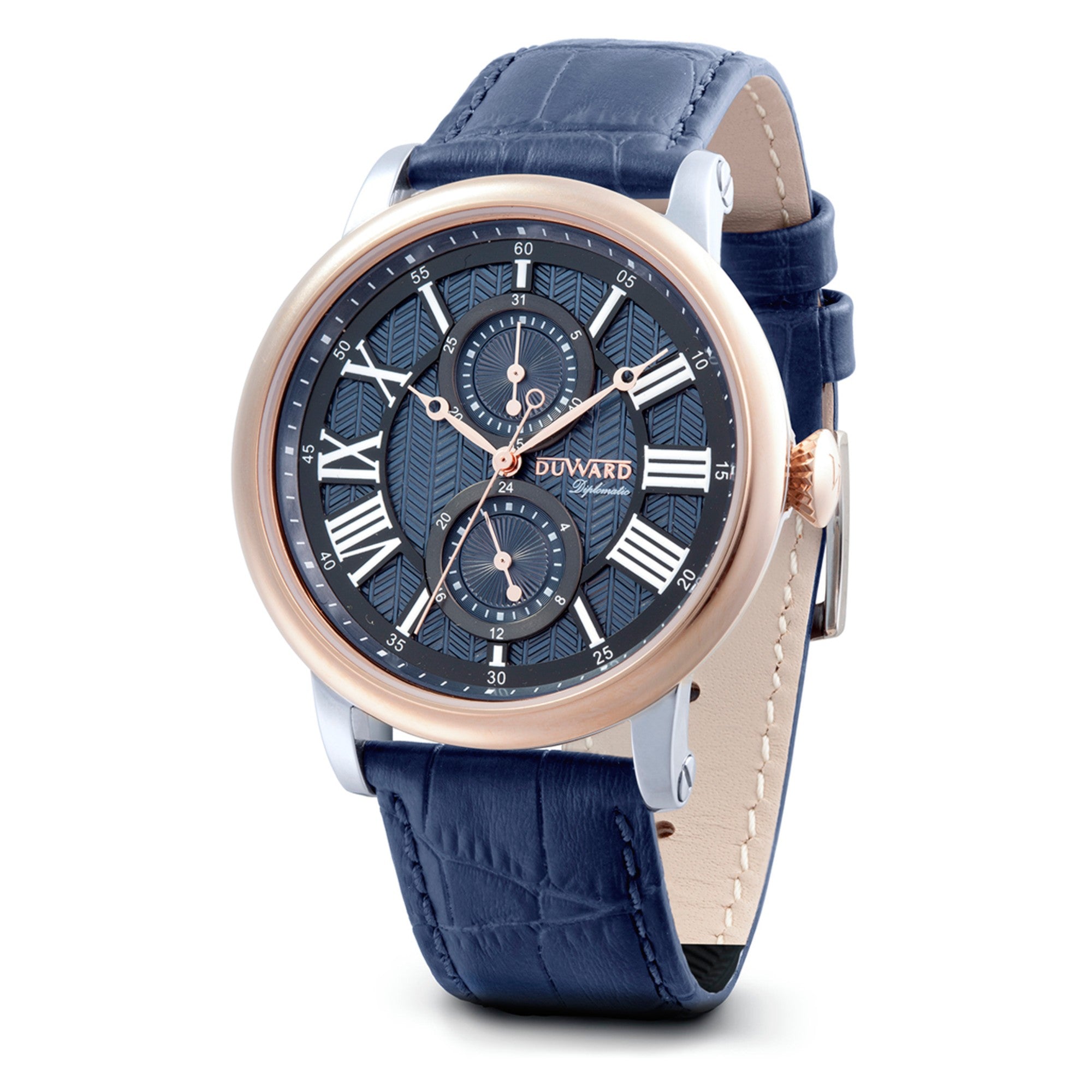 Reloj de Hombre Elegante Multifunción caja acero e sfera azul 5 Atm