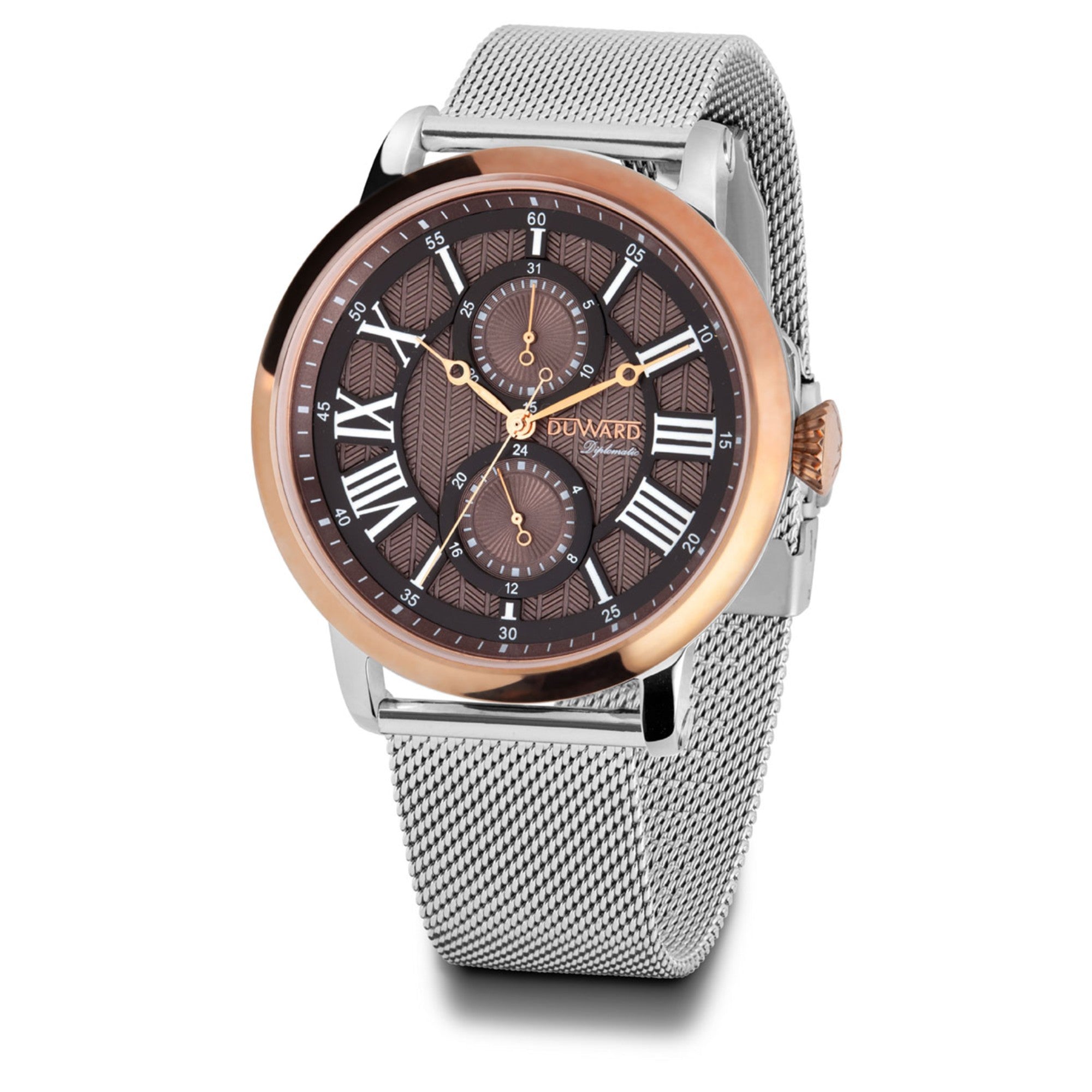 Reloj de Hombre Elegante Multifunción caja acero e sfera marron 5 Atm