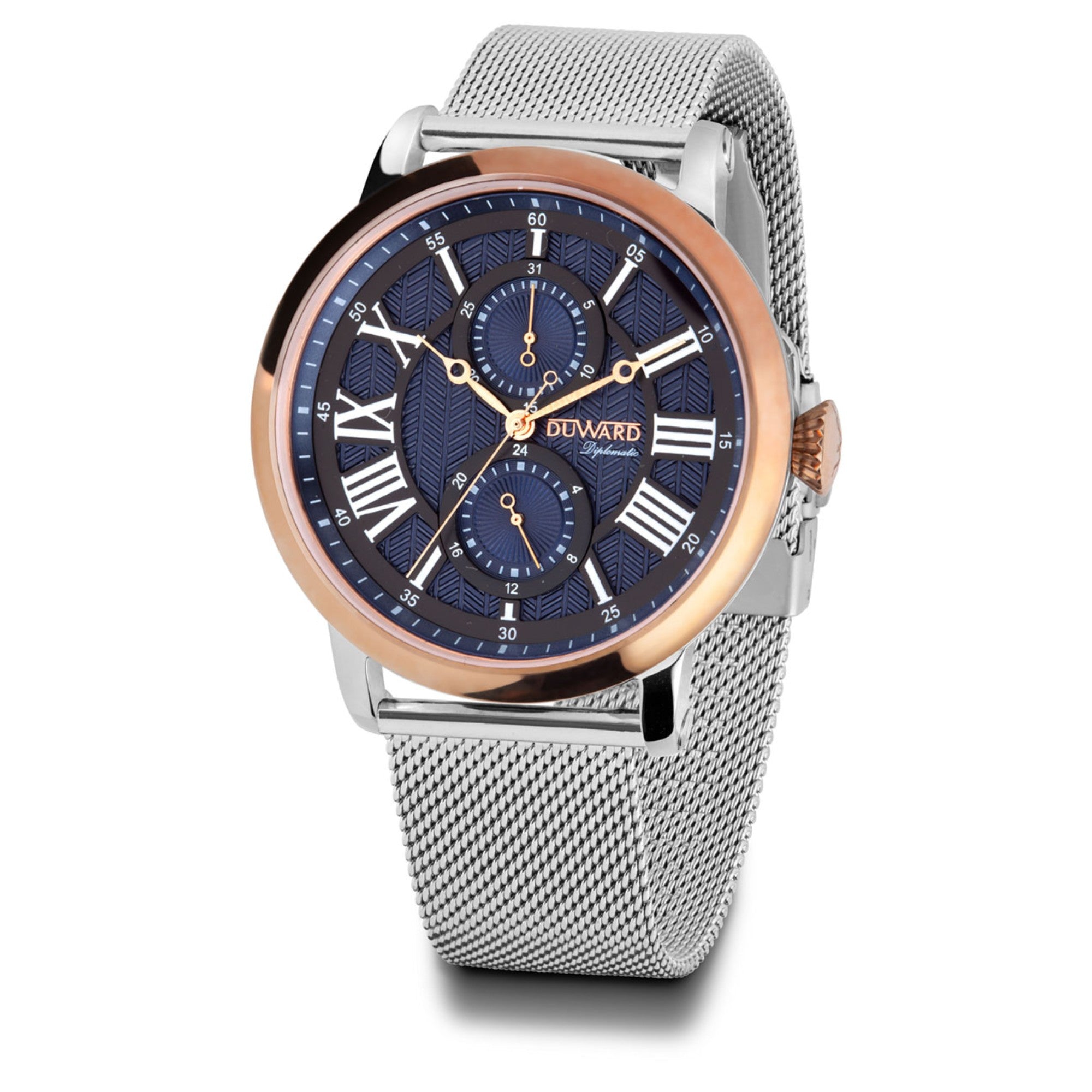 Reloj de Hombre Elegante Multifunción caja acero e sfera azul 5 Atm