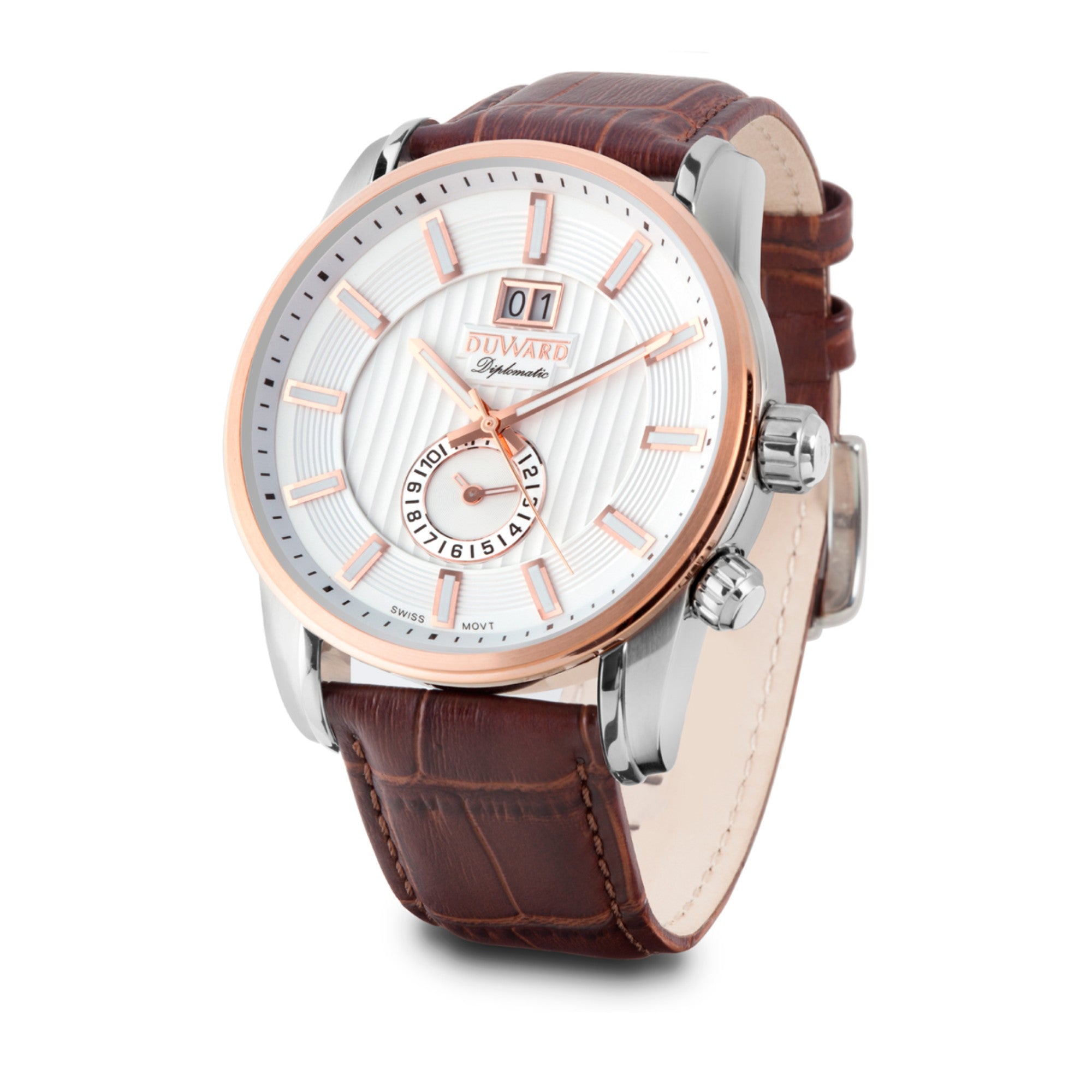 Reloj de Hombre caja acero con movimiento suizo doble horario 10 Atm