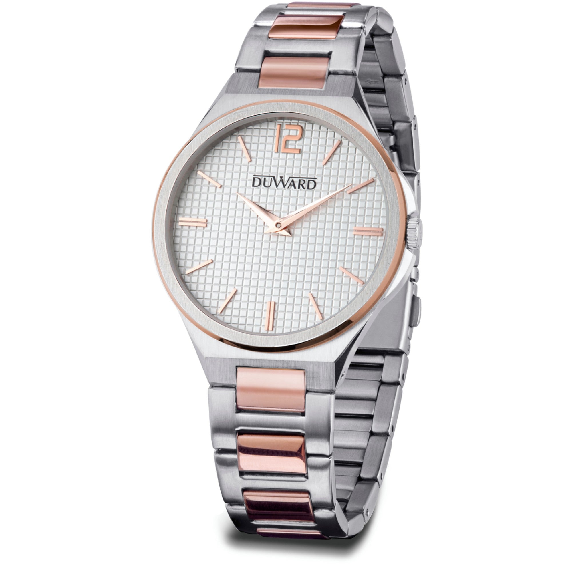 Reloj de Hombre Elegante caja acero esfera plata brazalete bicolor