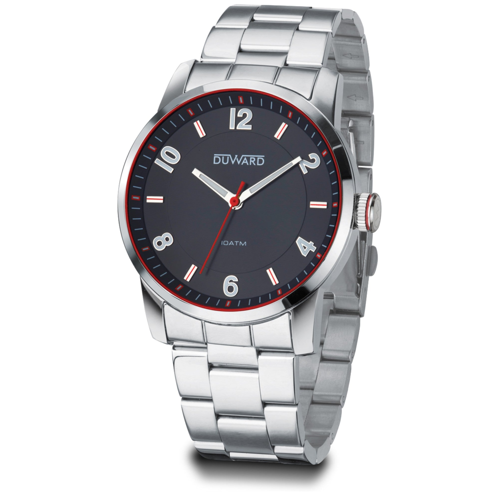 Reloj Hombre Deportivo caja acero esfera negra 10  Atm
