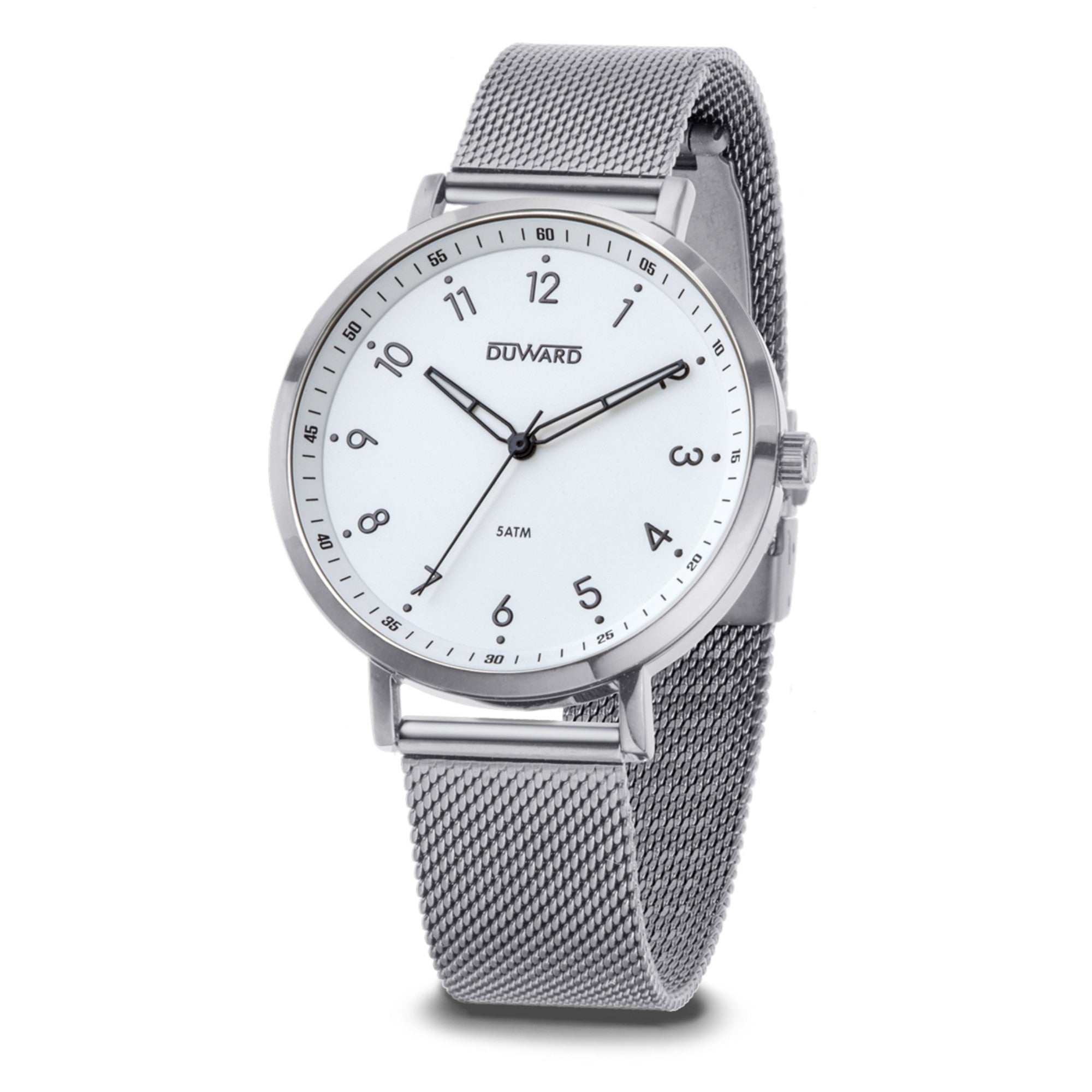 Reloj de Hombre Elegante caja acero esfera blanca brazalete acero