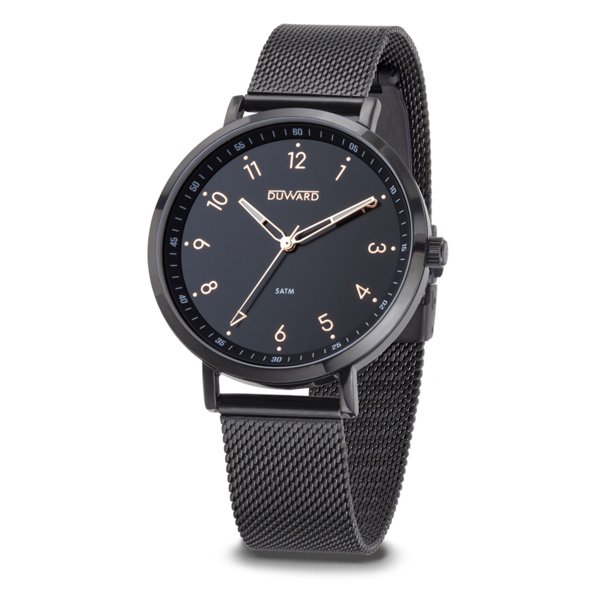 Reloj de Hombre Elegante caja acero esfera negra 5 Atm brazalete acero
