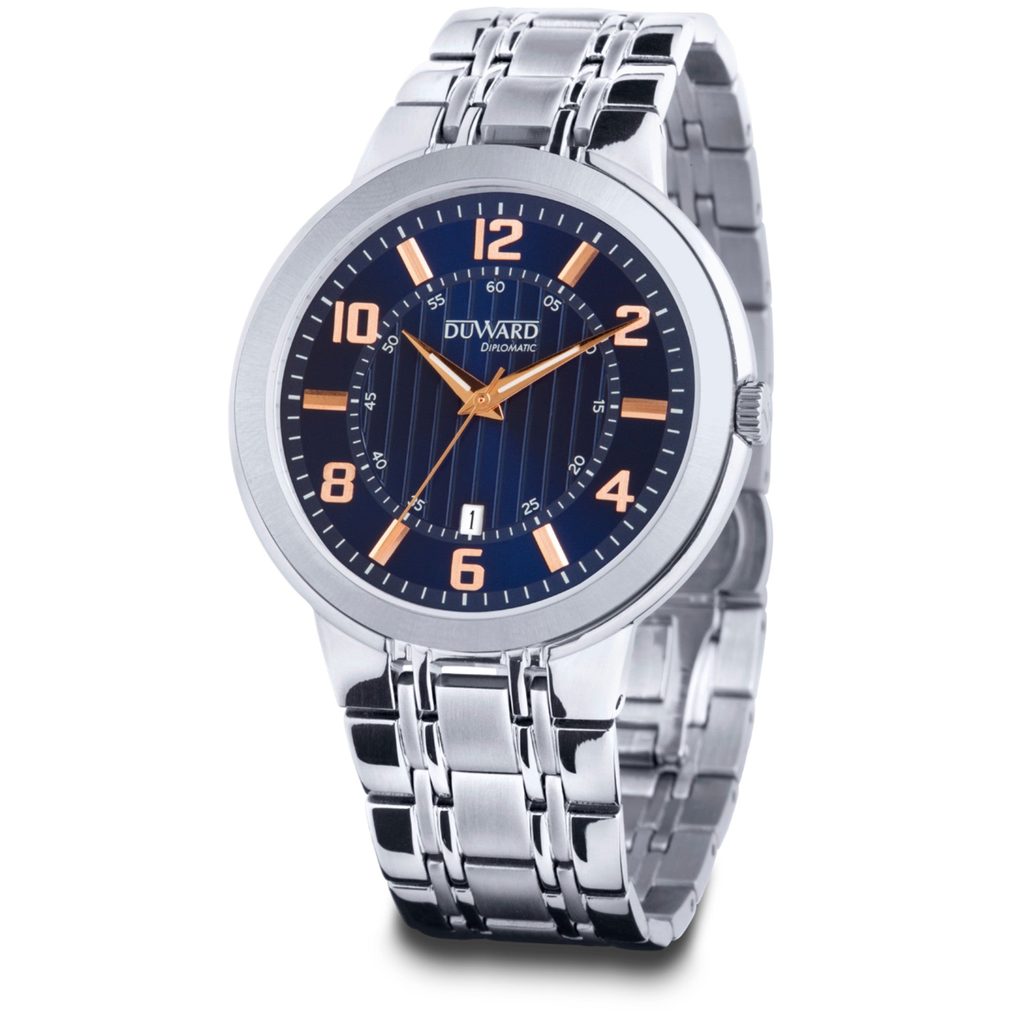 Reloj de Hombre Clásico de acero esfera azul 5 Atm