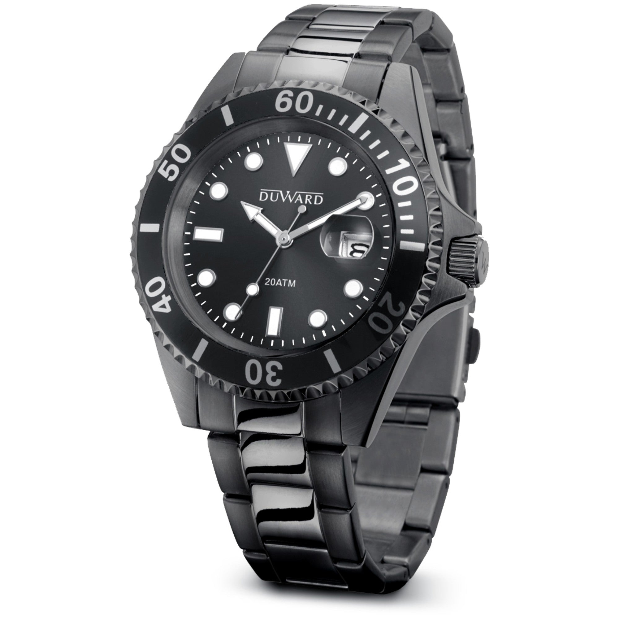 Reloj de acero IP negro esfera negra 20 atm