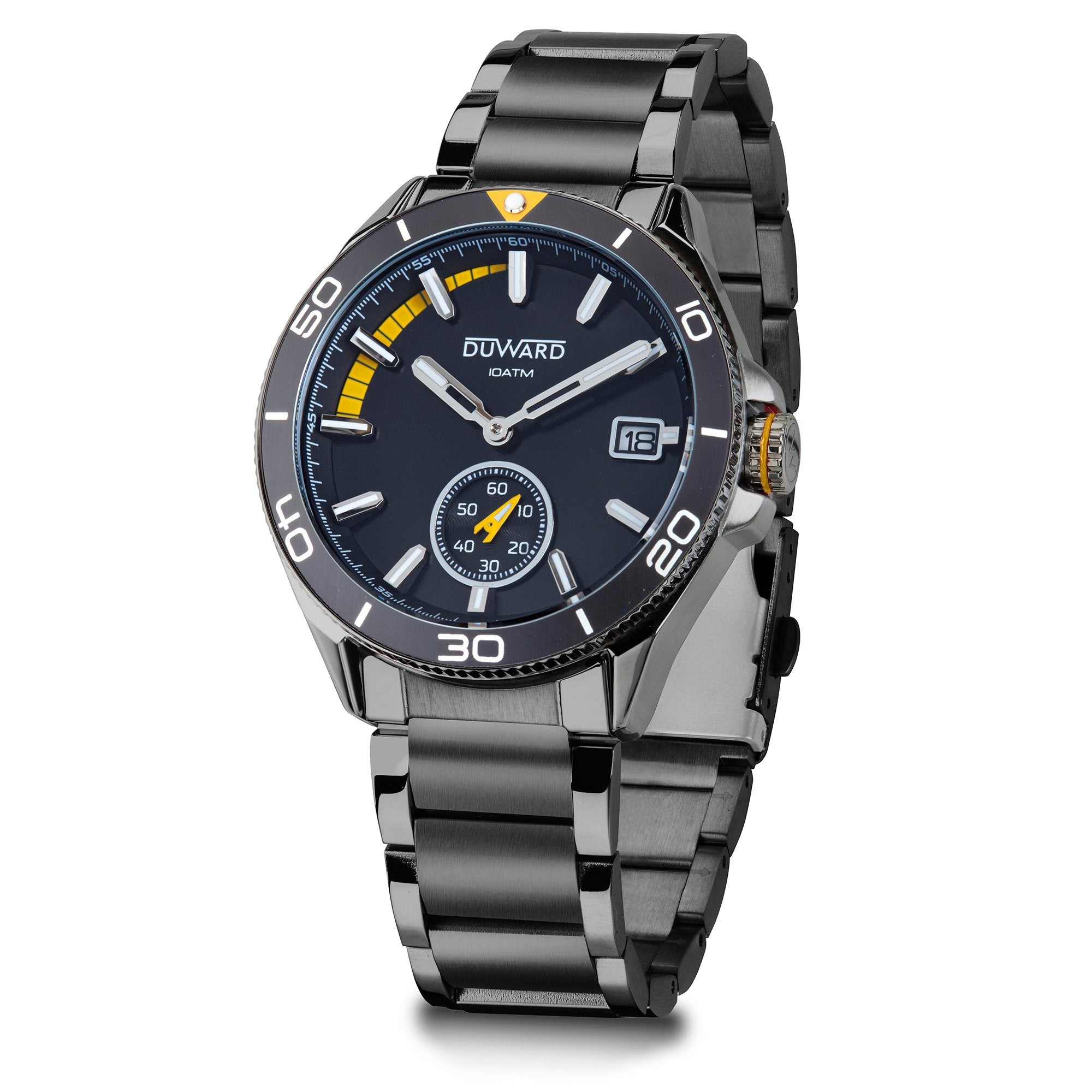 Reloj de hombre acero esfera negra y amarilla  IP Negro 3 agujas