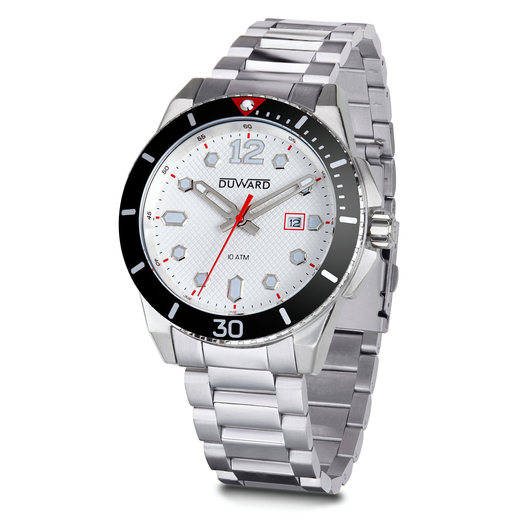 Reloj de hombre caja y armis de acero esfera plata  bisel negro