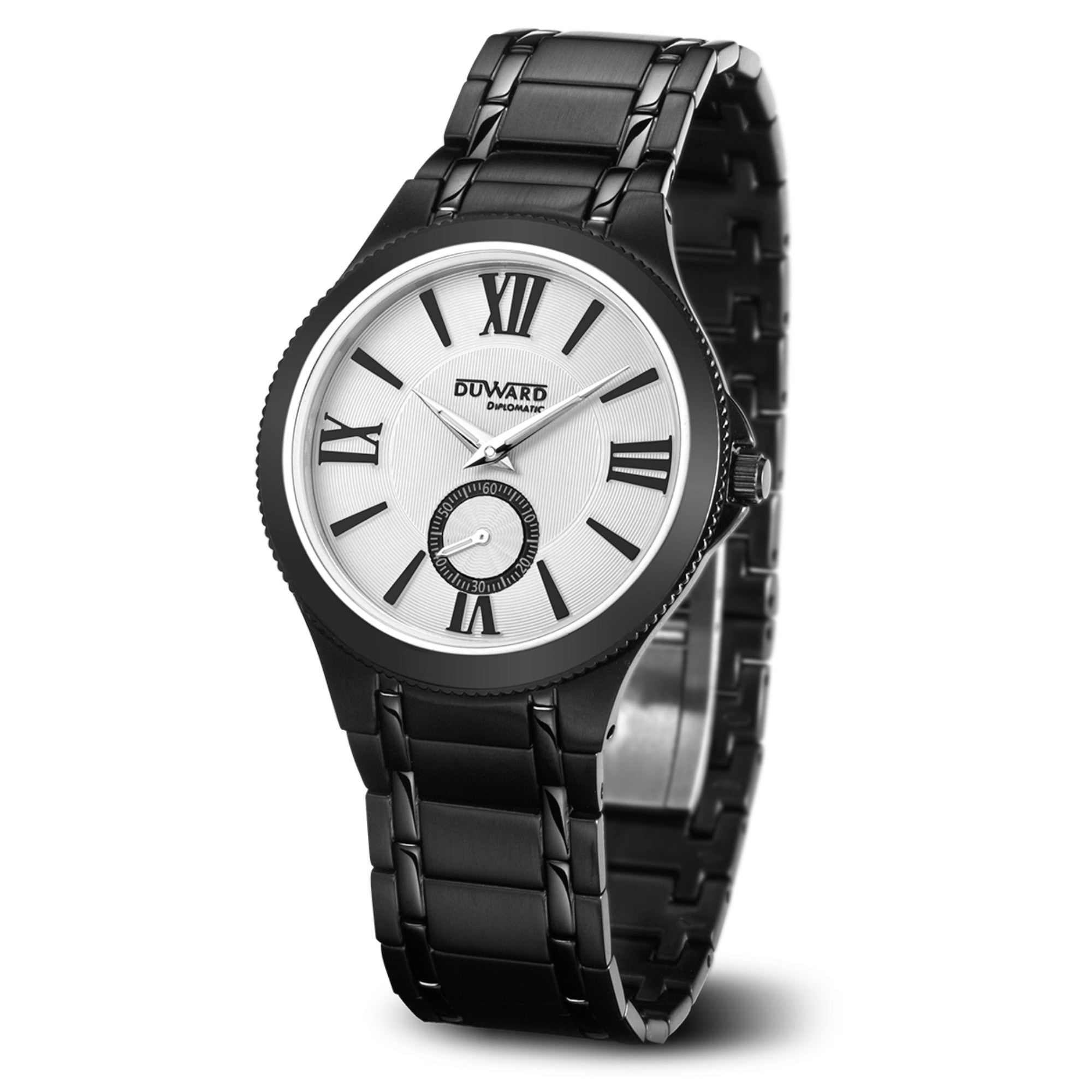 Reloj de Hombre Elegante caja acero IP negra esfera blanca