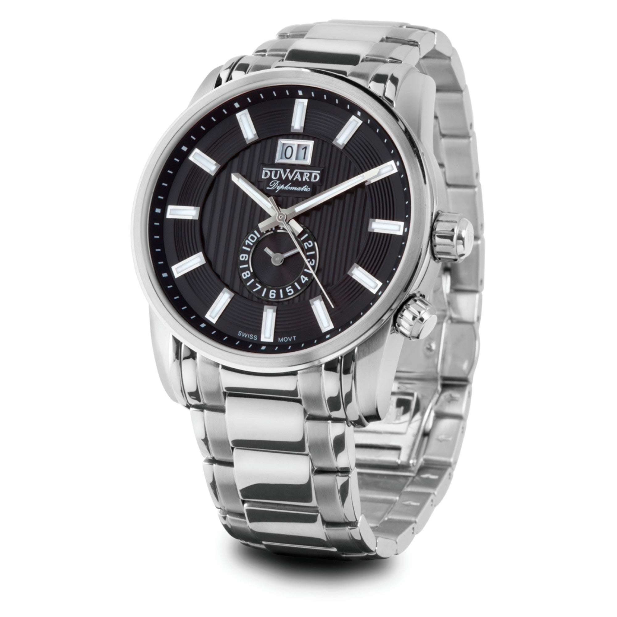 Reloj de Hombre de acero movimiento suizo doble horario 10 Atm