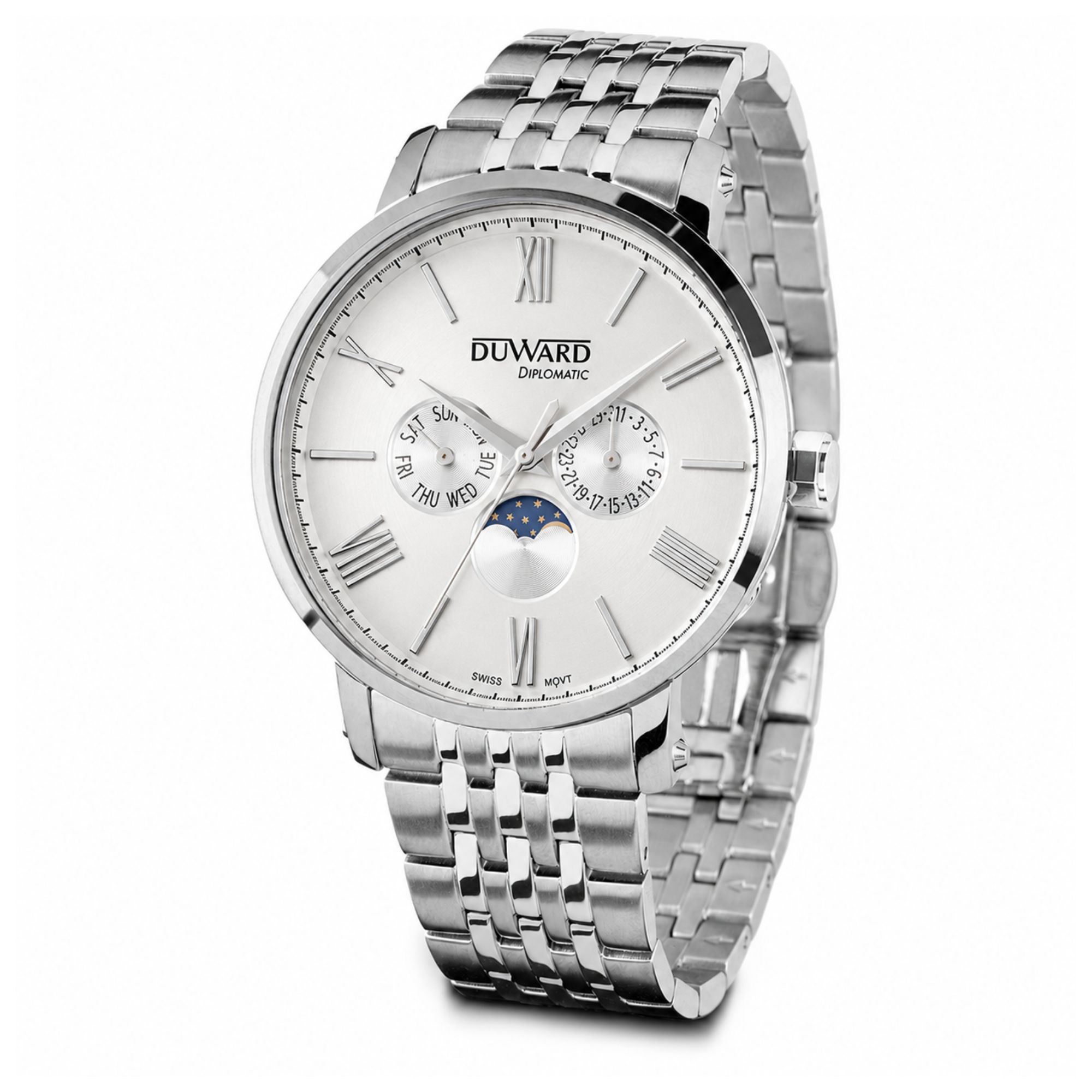Reloj de Hombre acero movimieto suizo fase lunar 5 Atm