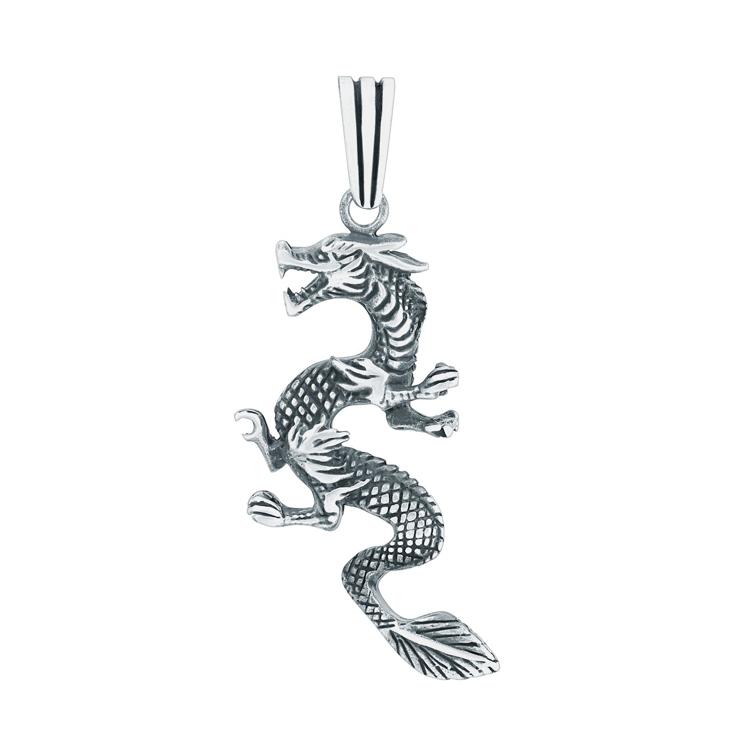 Colgante de plata rodiado dragón