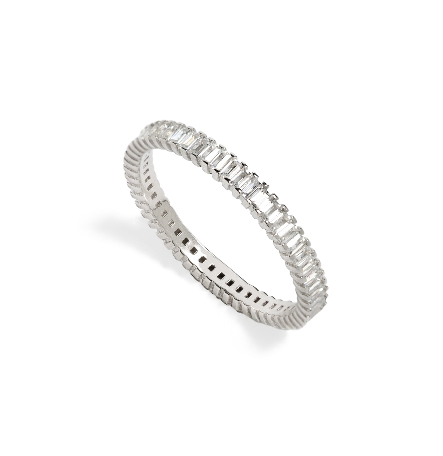 ANILLO DE PLATA 16 CIRCONITAS BAGUETTE
