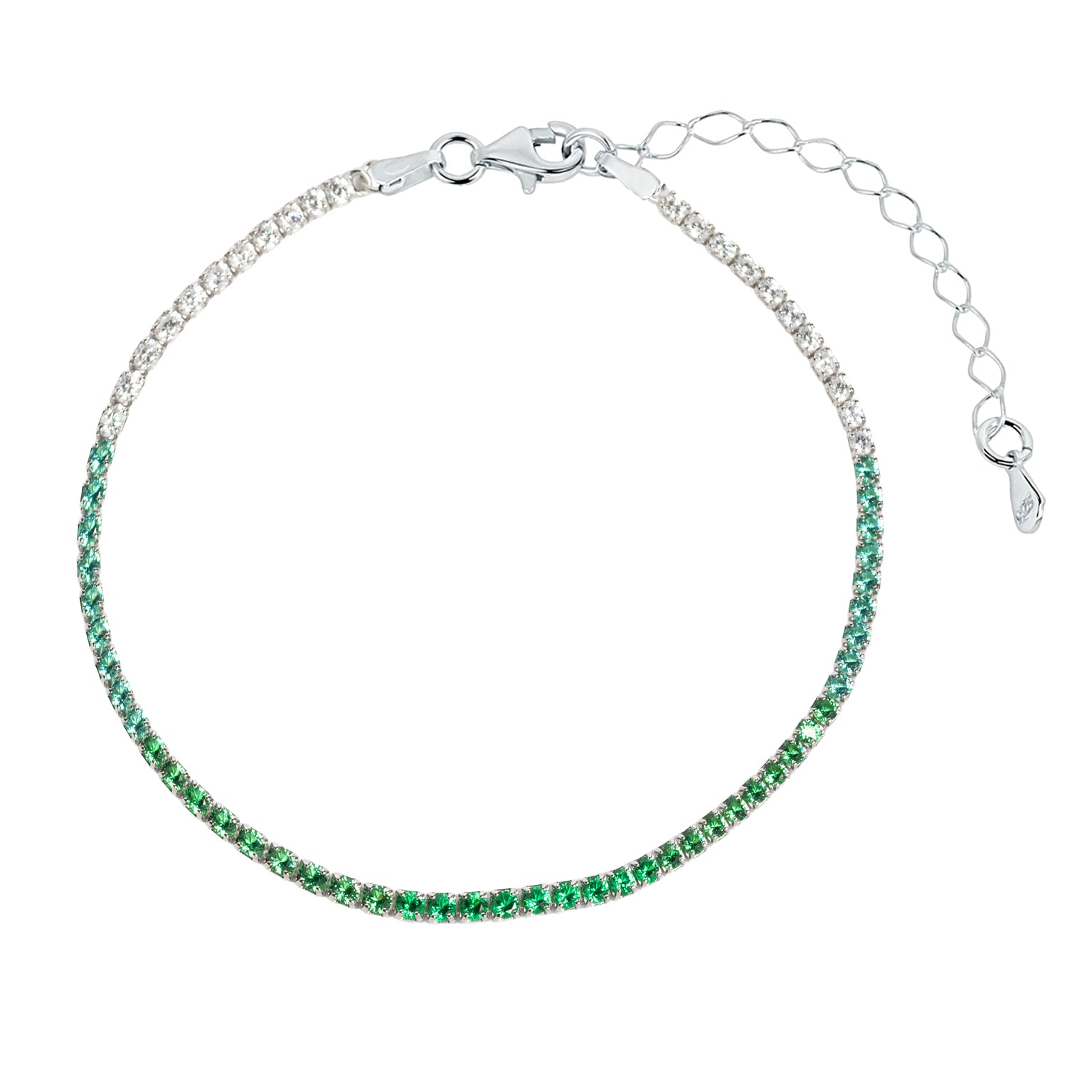 PULSERA RIVIERE DE PLATA RODIADA MULTICOLOR VERDE