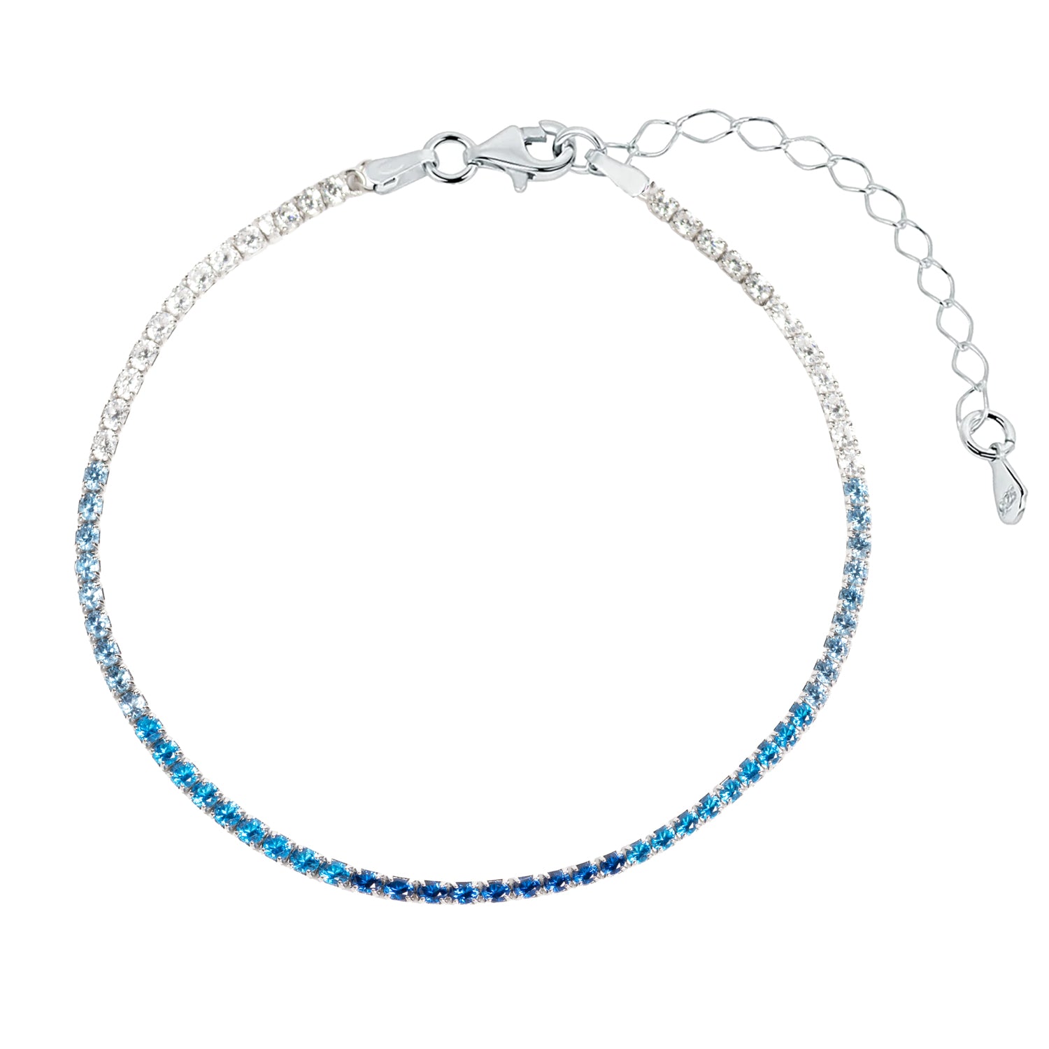 PULSERA DE PLATA RIVIERE RODIADA MULTICOLOR AZUL