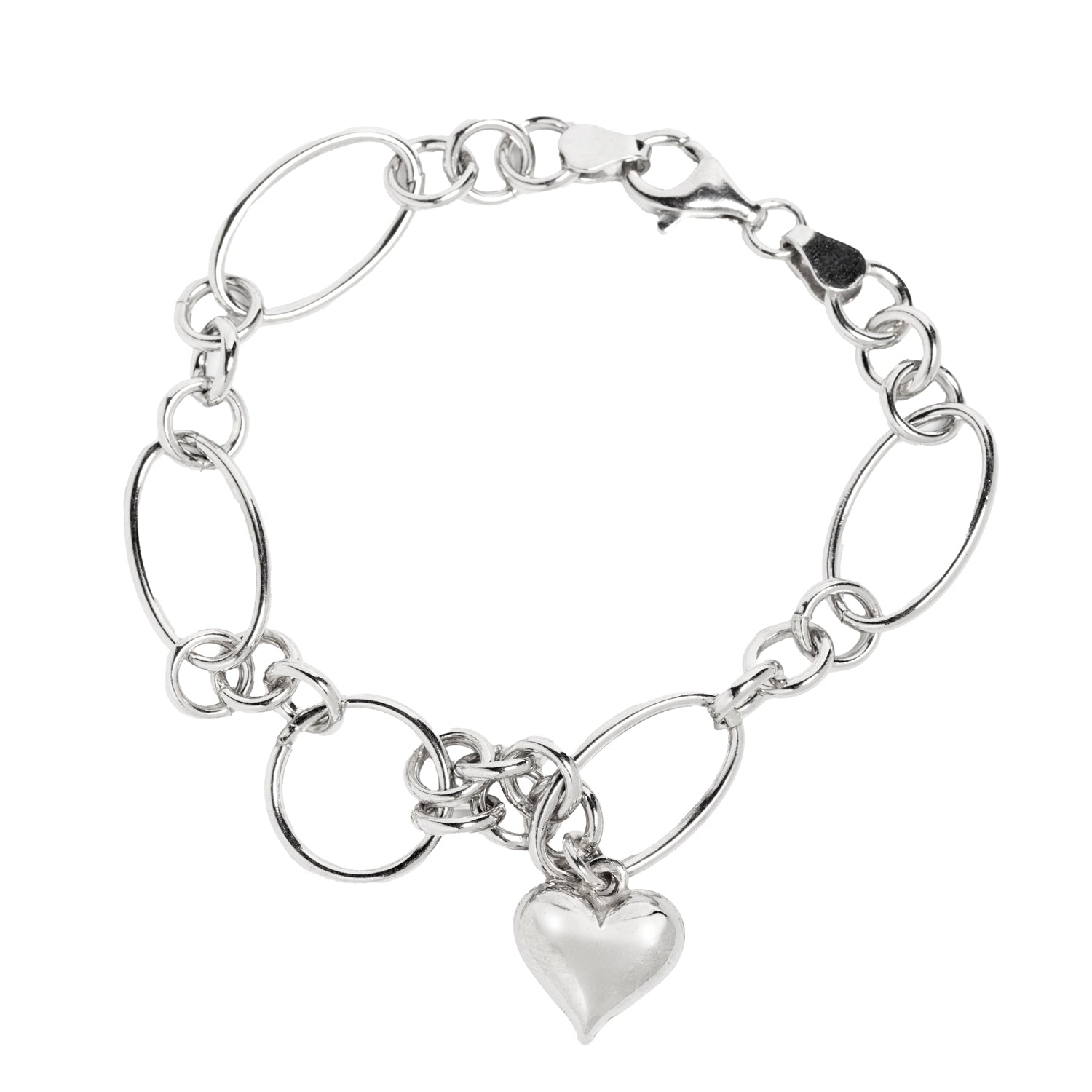 PULSERA PLATA DE LEY 925 OVALOS CORAZON