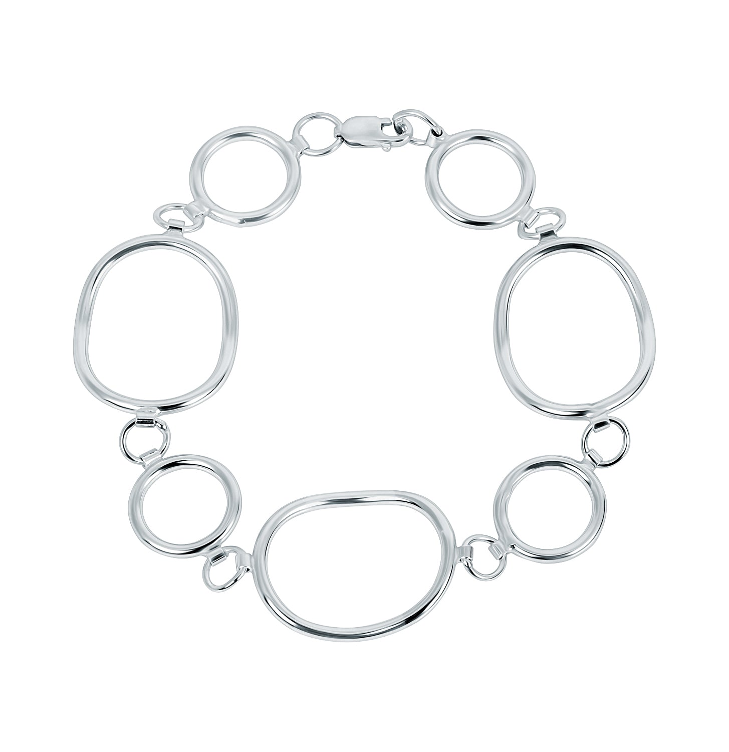 Pulsera.Plata 925 rodiada.Ovalos/redondas.19Cm.