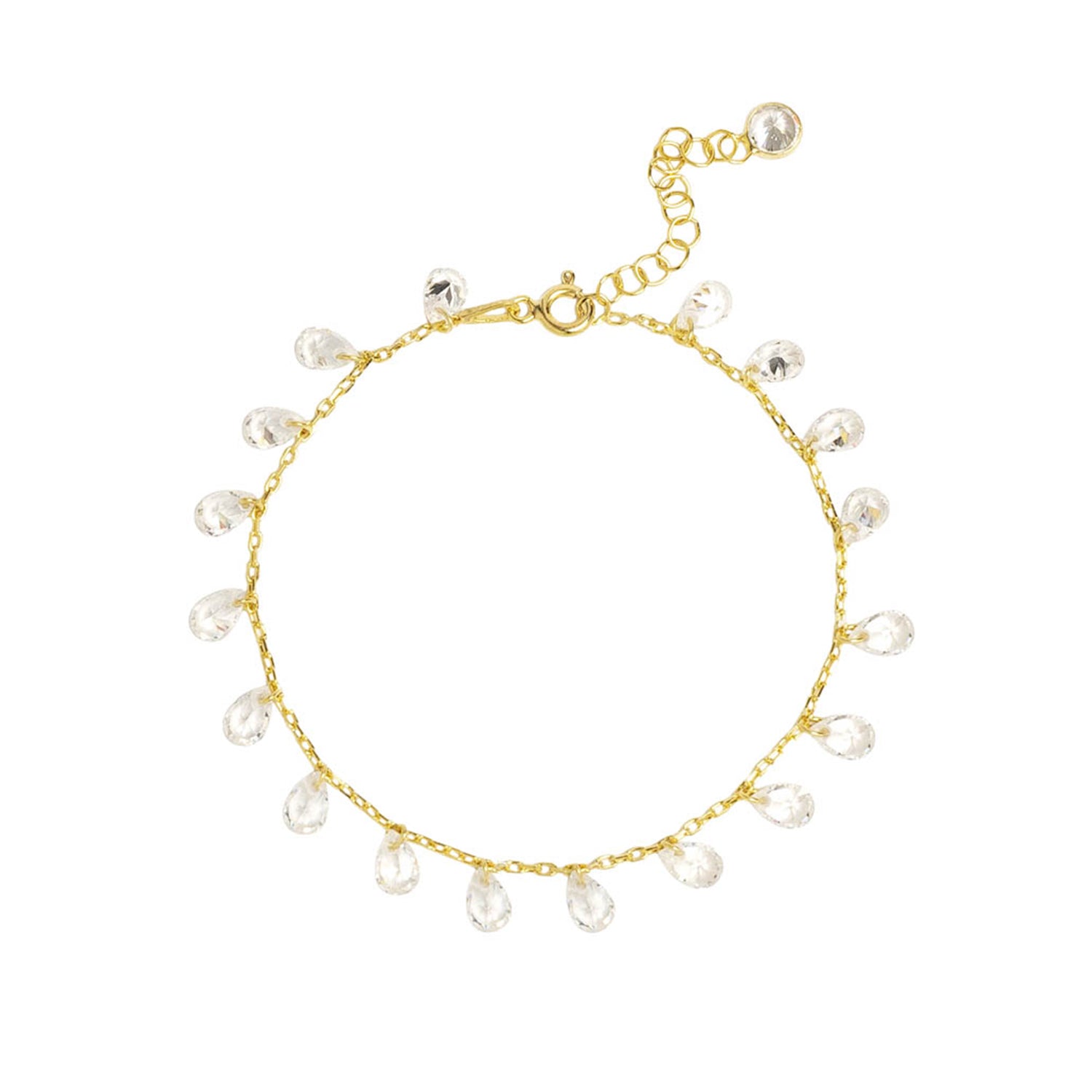 Pulsera 16+3Cm.Plata dorada charcirconitas lagrima