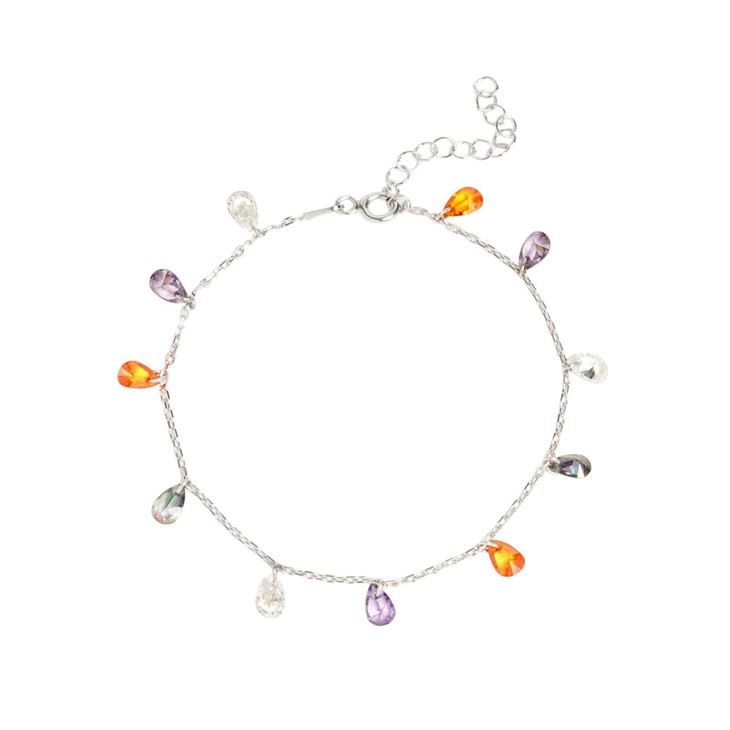 Pulsera 16+3Cm Plata 925 charm circo lagrima colores
