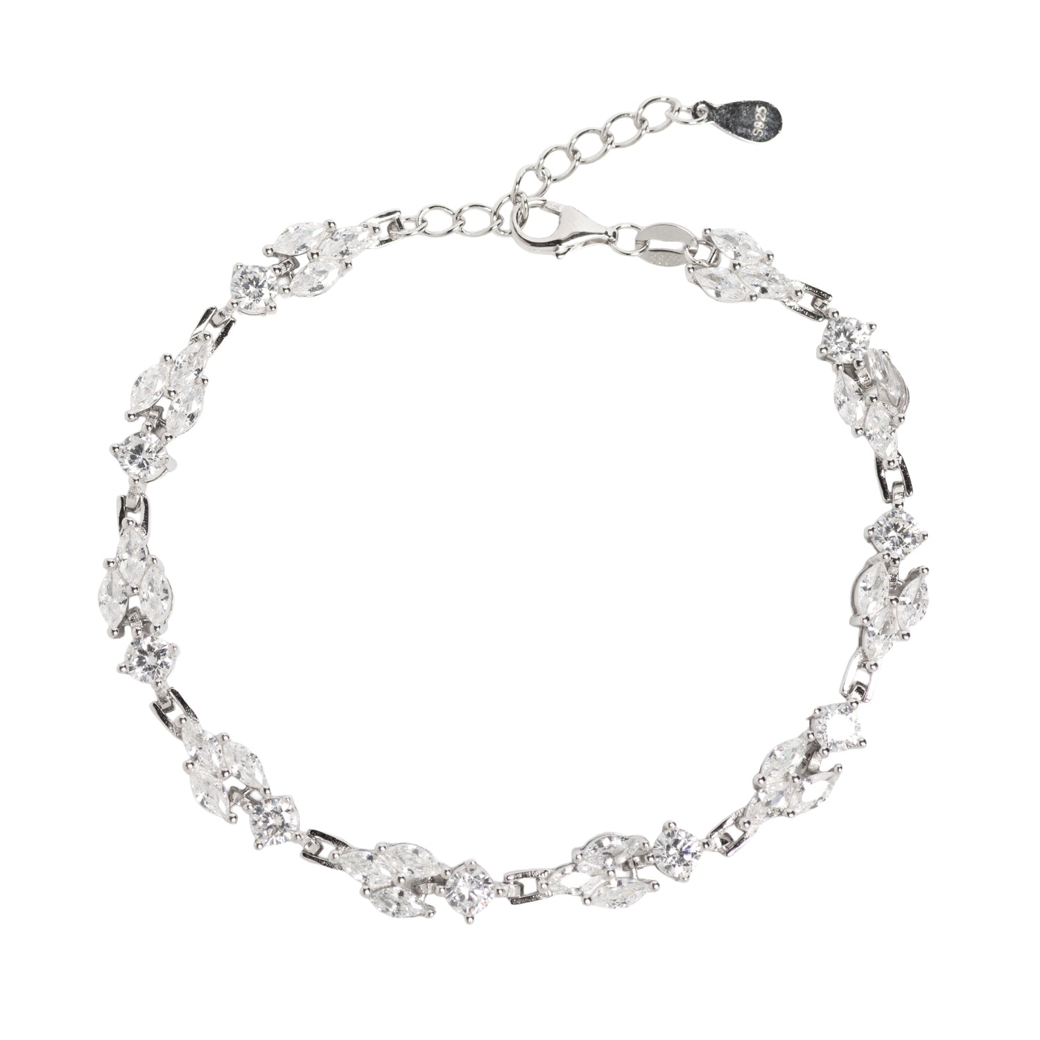 PULSERA DE PLATA DE LEY 925 CON CIRCONITAS DISTINTAS FORMAS
