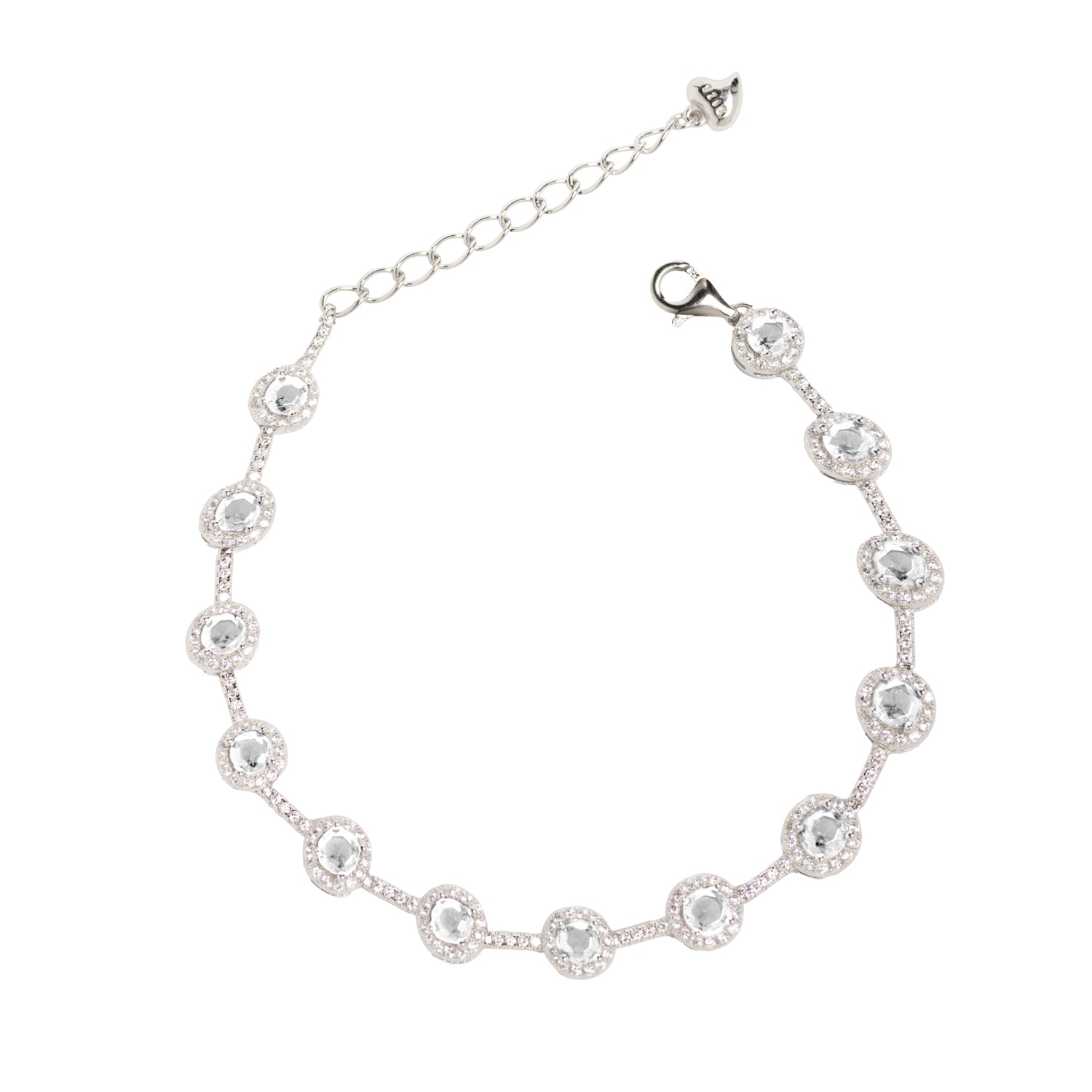 PULSERA DE PLATA DE LEY 925 CON CIRCONITA CUADRADA  BLANCA