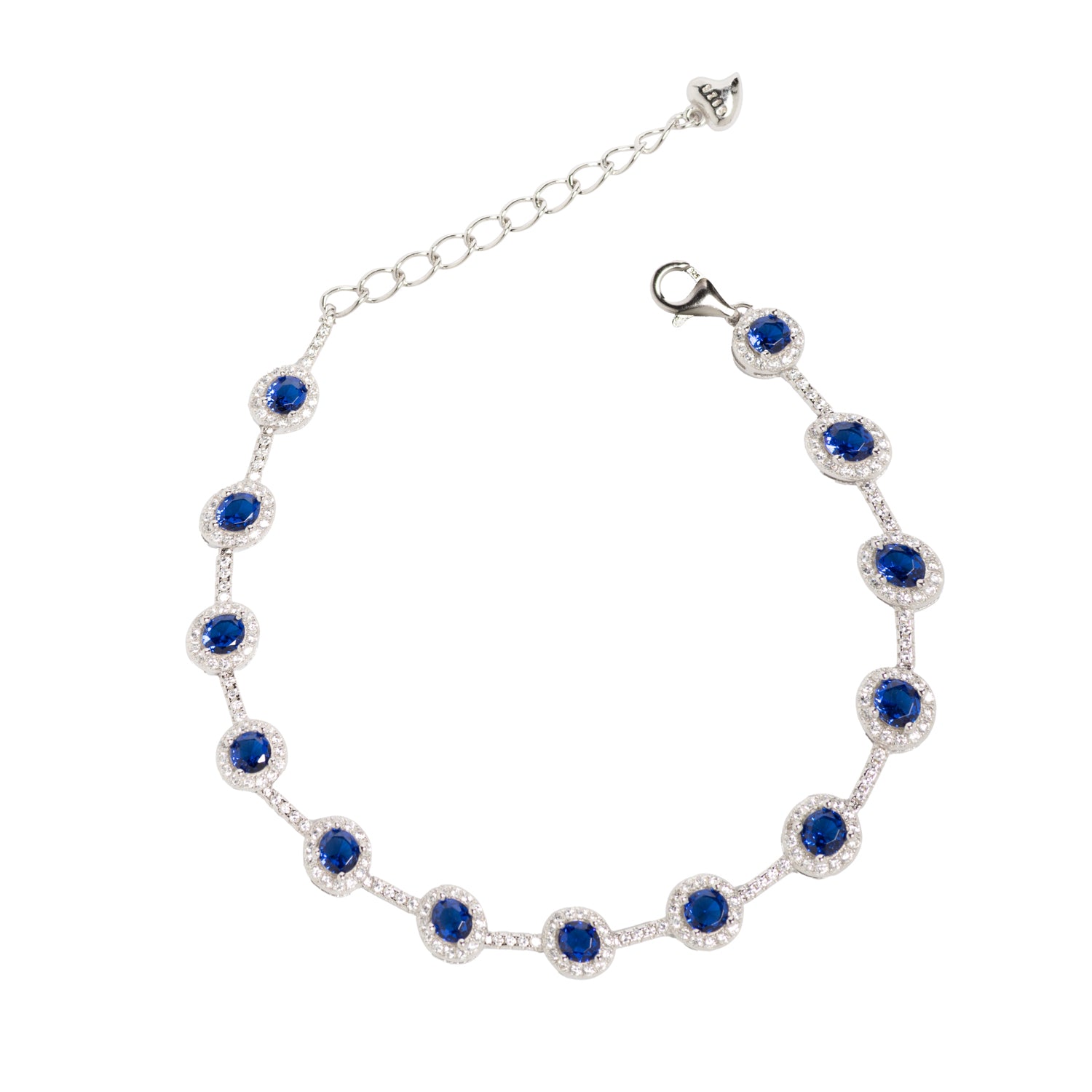 PULSERA DE PLATA DE LEY 925 CON CIRCONITA CUADRADA  AZUL