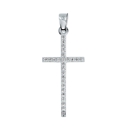 Colgante de Plata Rodiada forma cruz y circonitas