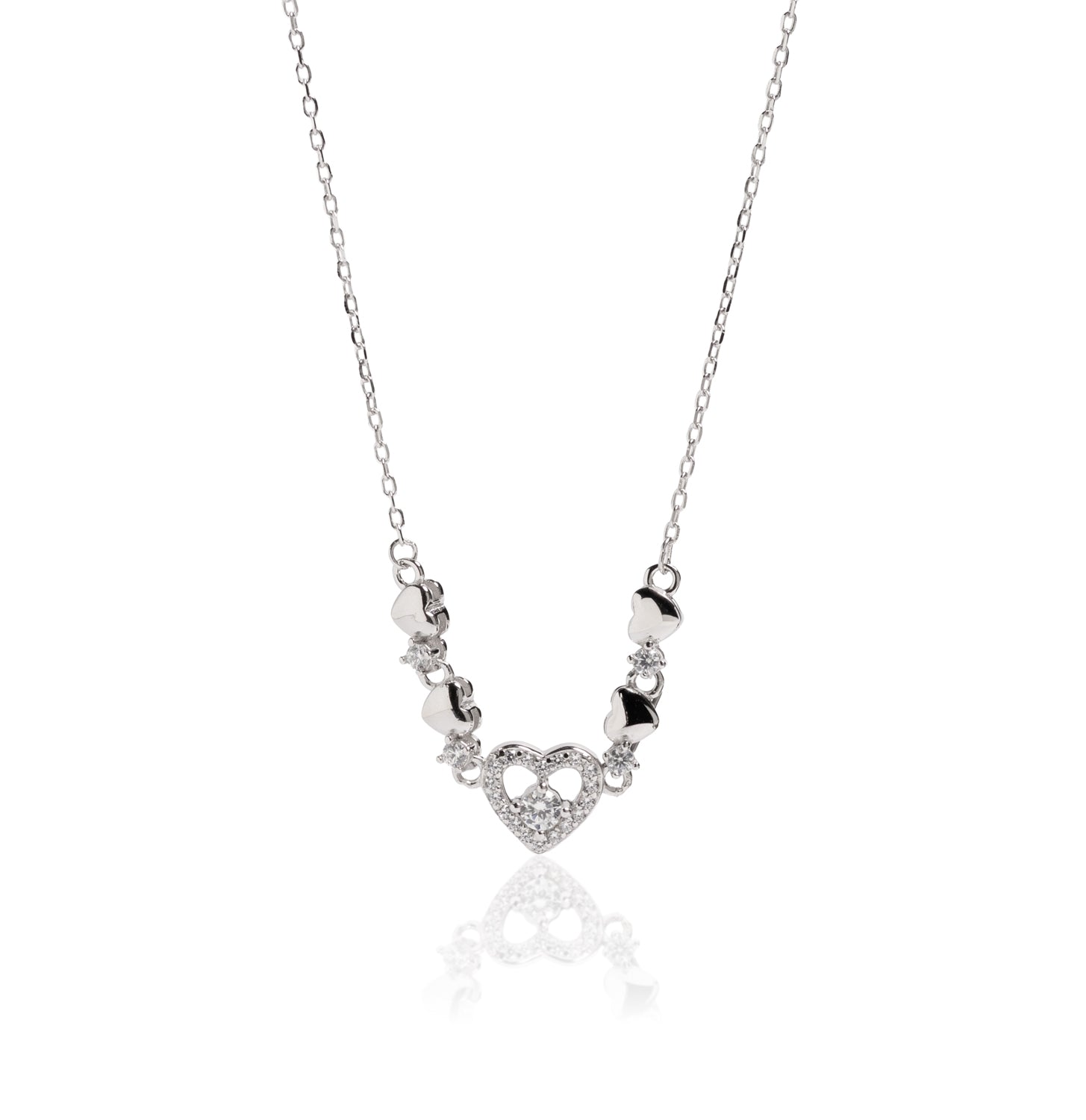 COLLAR PLATA DE LEY 925 RODIADA CON MULTICORAZON