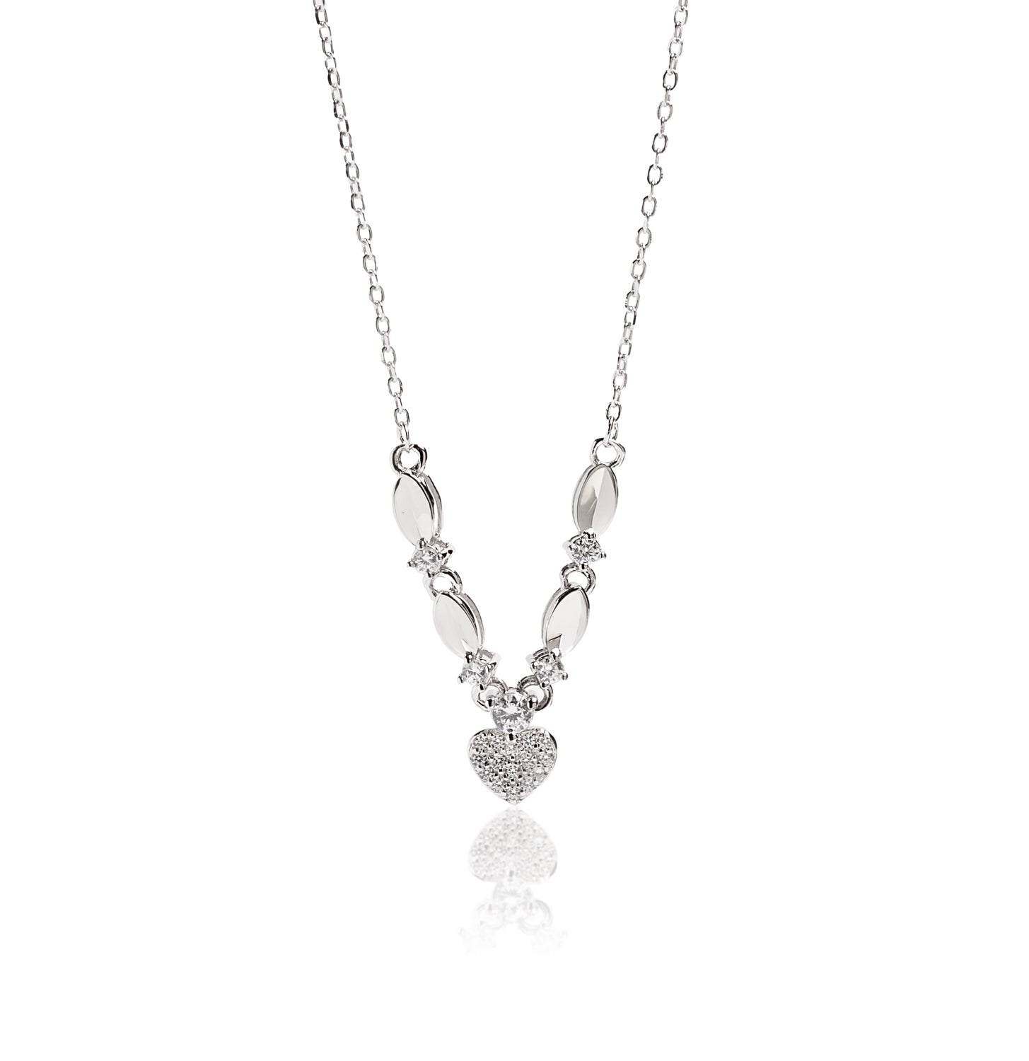 COLLAR PLATA DE LEY 925 RODIADA OVALO CORAZON