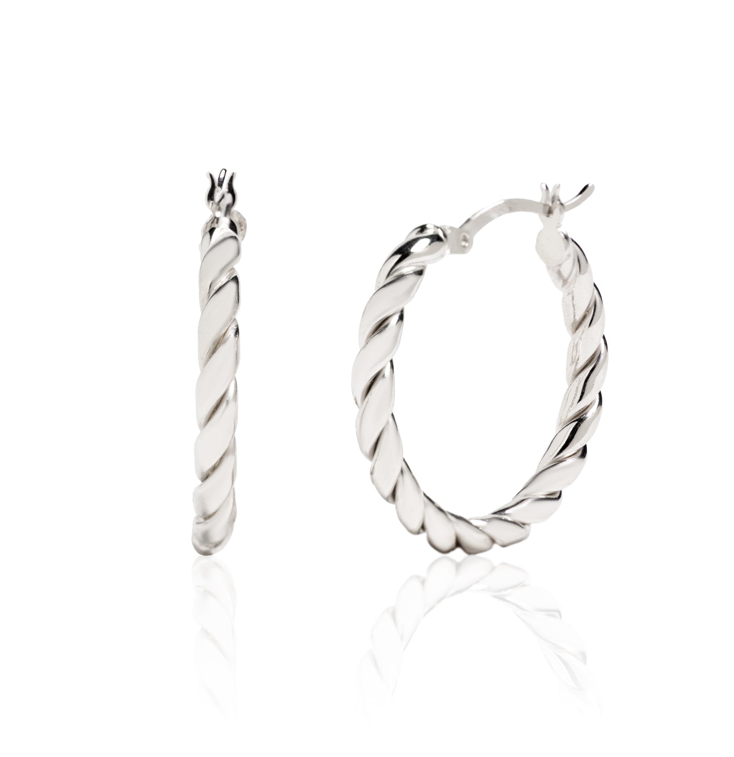 PENDIENTES DE AROS TRENZADOS PLATA RODIADOS 23 mm