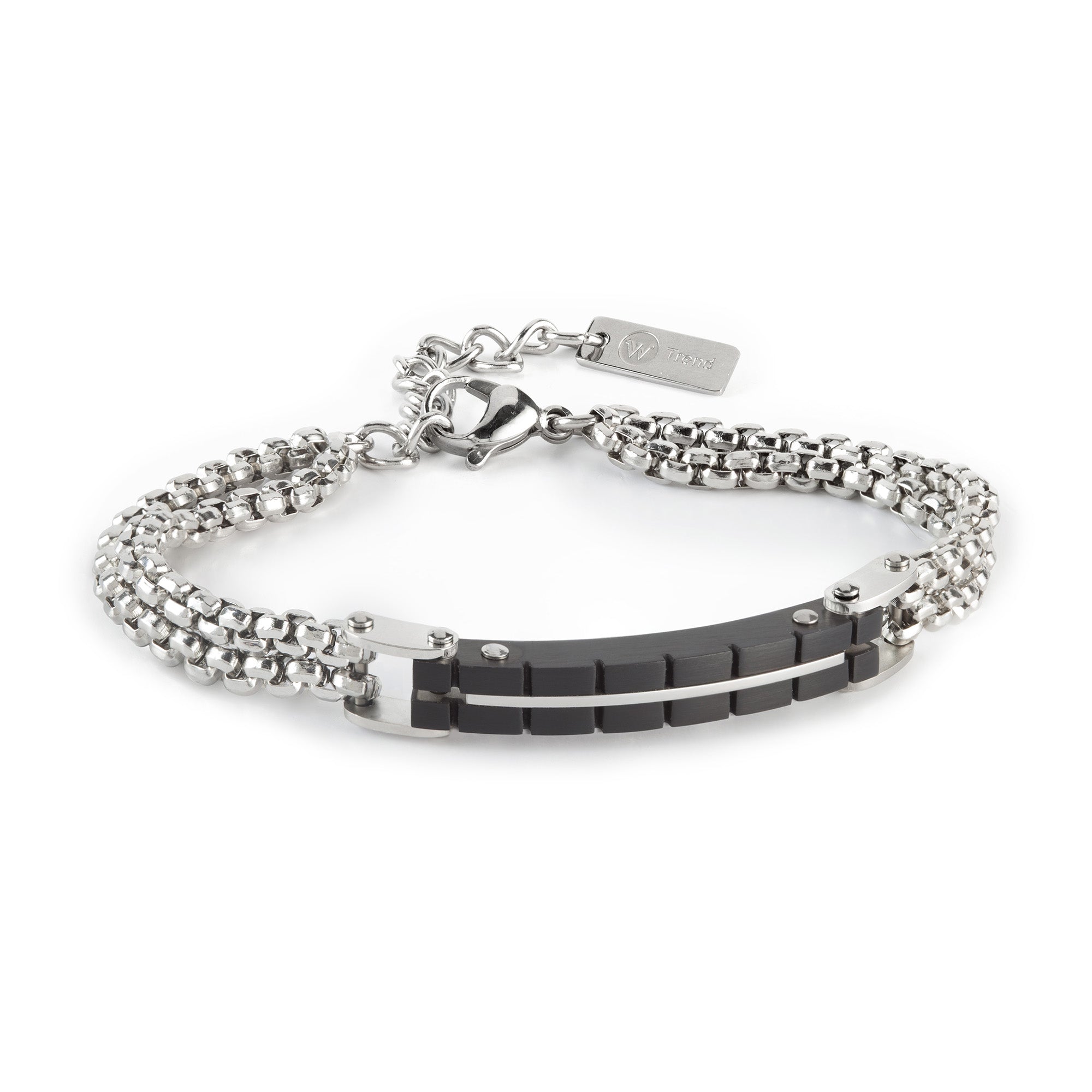 Pulsera de hombre de acero con placa acero Ip negro