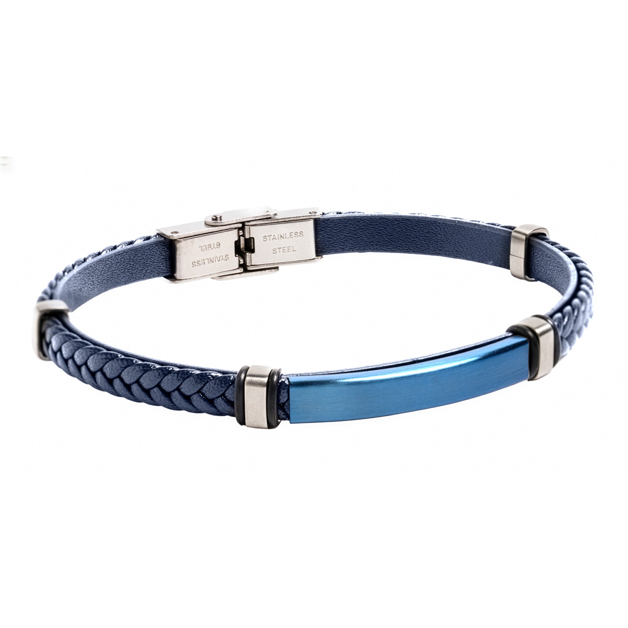 Pulsera piel azul acero  IP Cierre pestaña 21