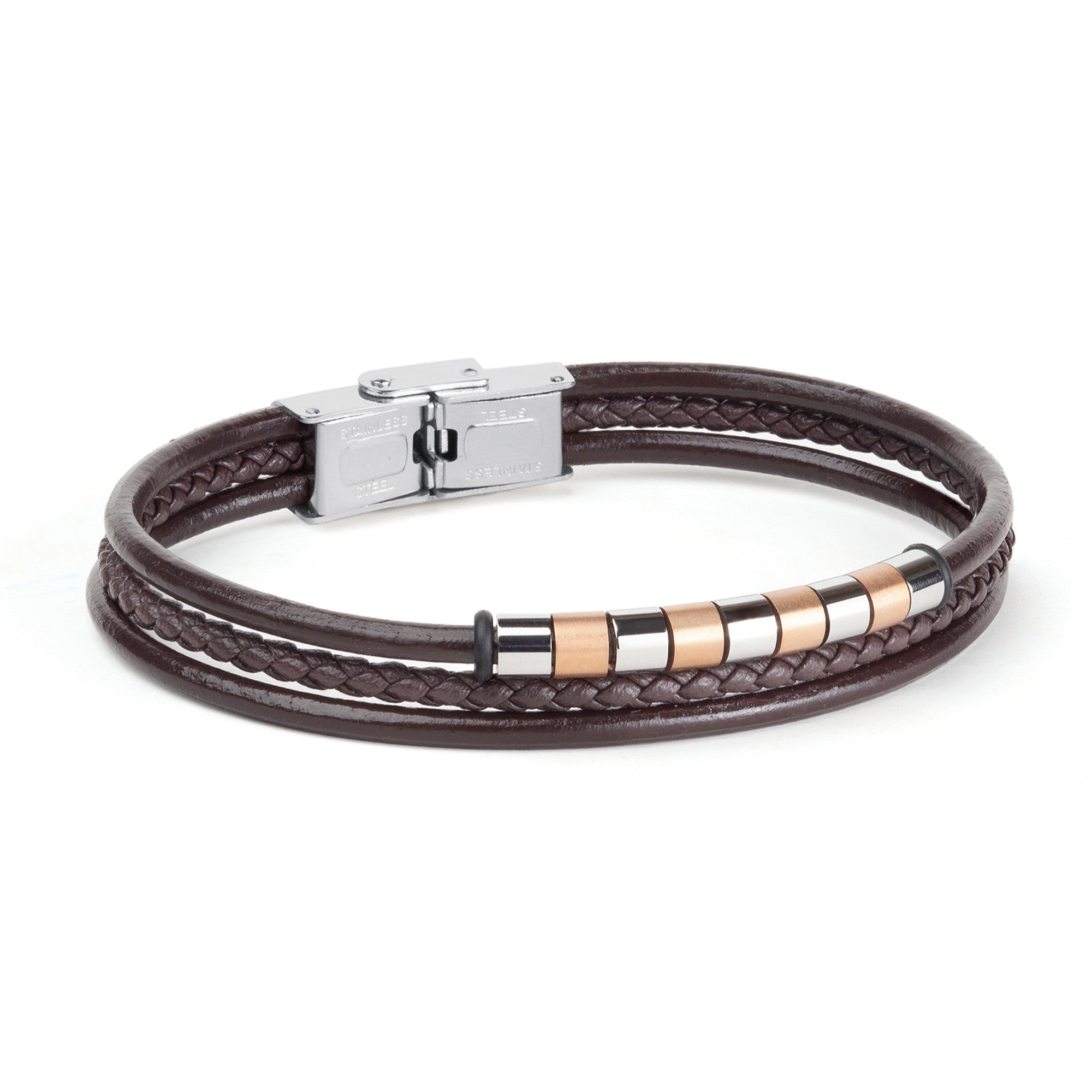 Pulsera Piel marron cierre pestaña
