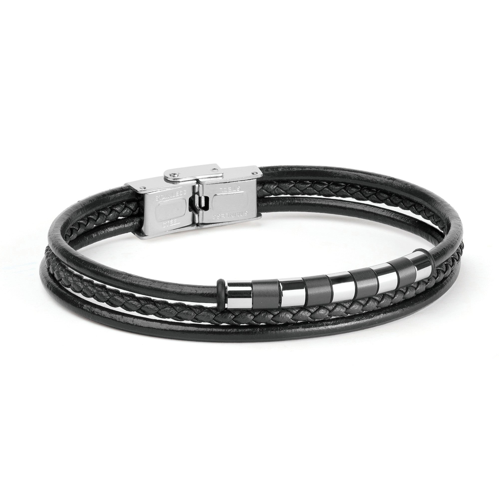Pulsera Piel negra cierre pestaña