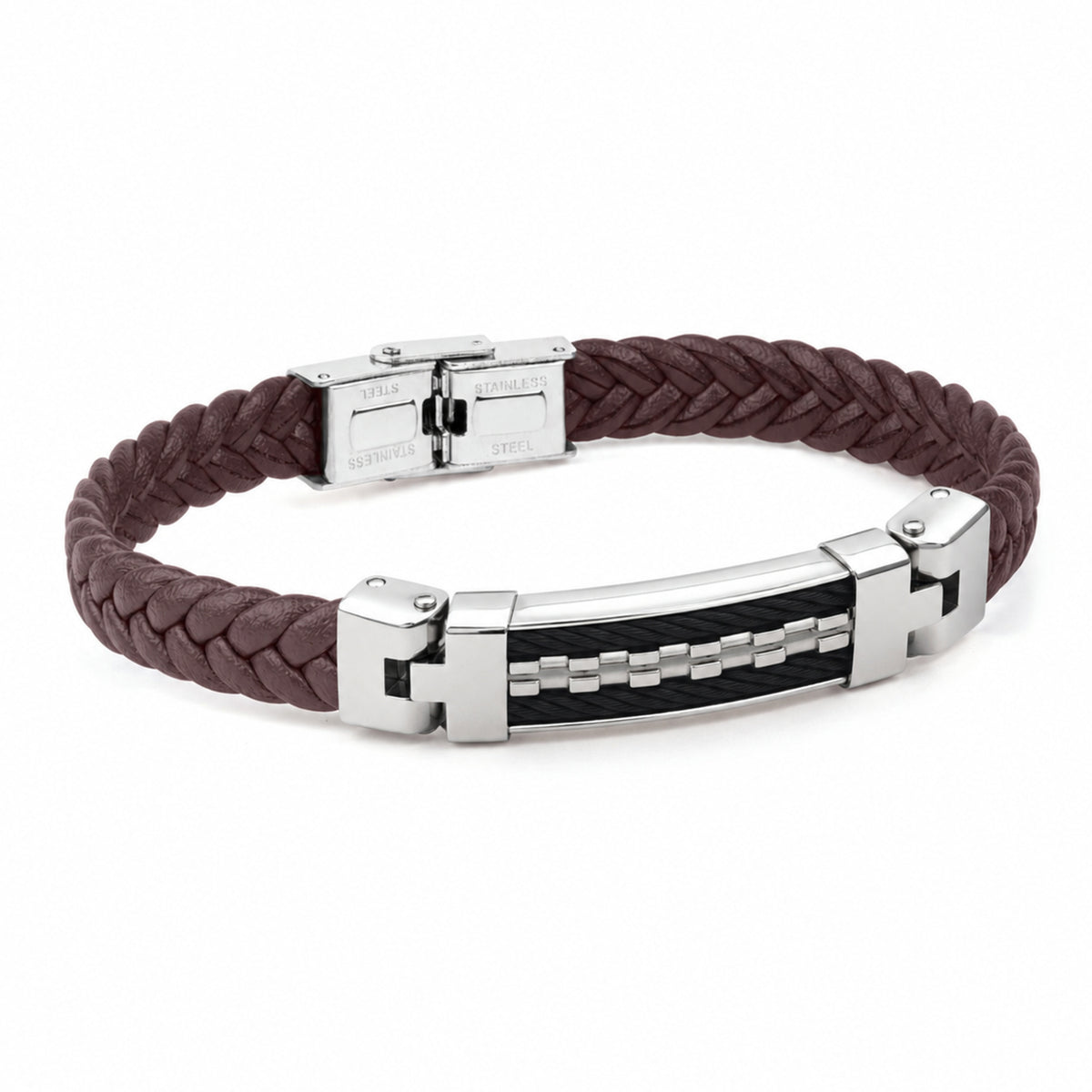 Pulsera Piel y acero marrón